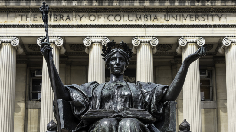 Statue at Columbia University Library entrance