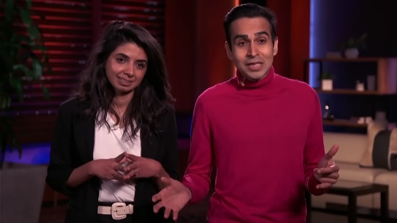 Aisha Chottani and Faheem Kajee discussing their company on "Shark Tank"