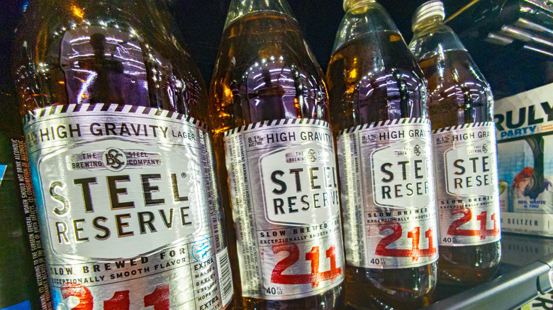 40-ounce bottles of Steel Reserve malt liquor