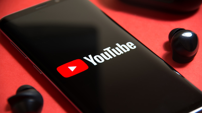 Phone screen with Youtube logo