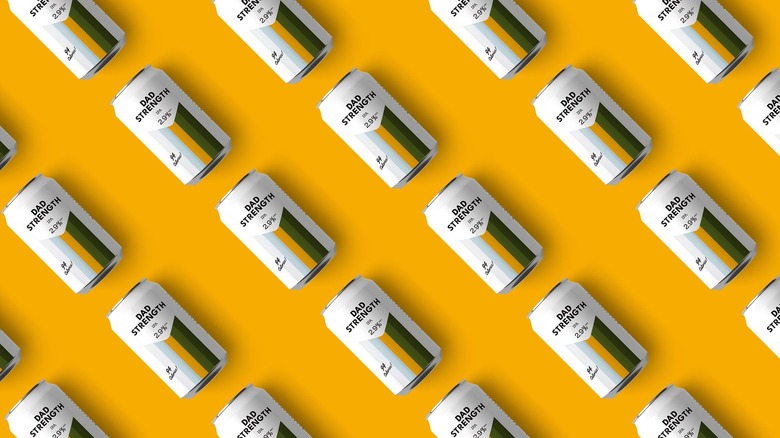 Dad Strength Beer IPAs with yellow background