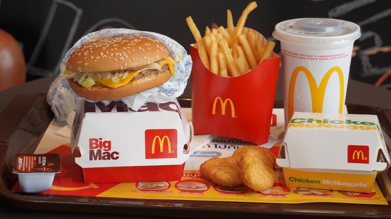 A tray of McDonald's food