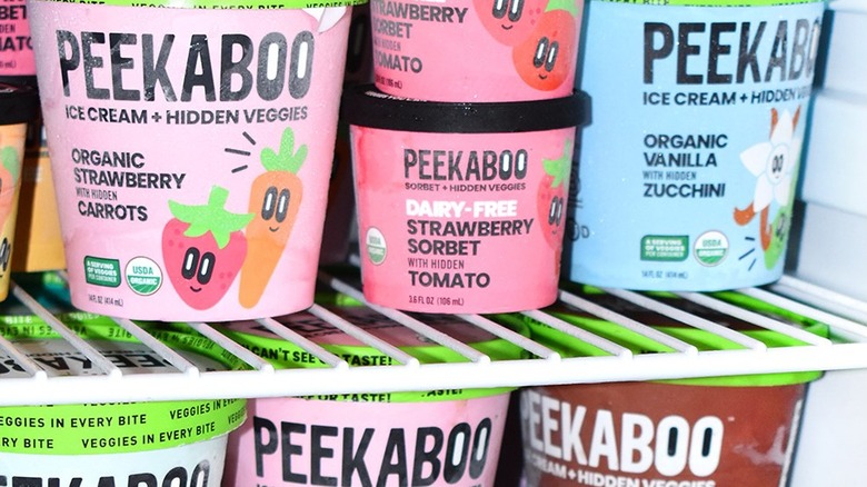 Peekaboo Ice Cream containers in refrigerator