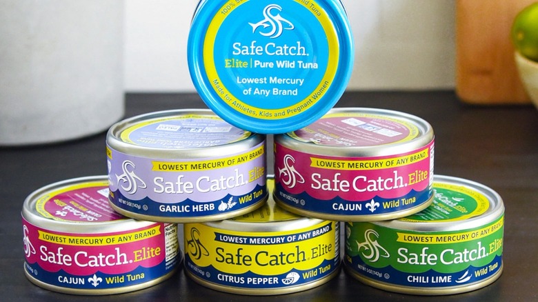 multi-colored cans of Safe Catch canned tuna