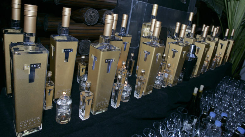 Bar displaying bottles of Trump Vodka