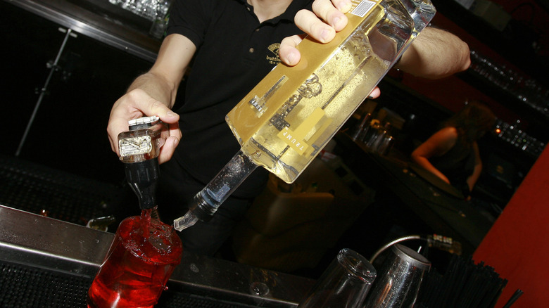 Bartender mixing a drink with Trump Vodka