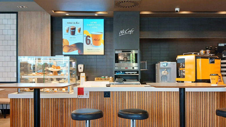 McDonald's counter displaying breakfast items