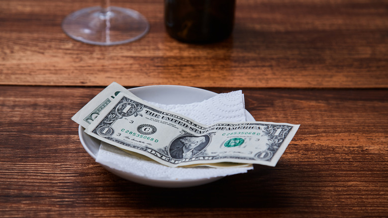 Tip on restaurant table