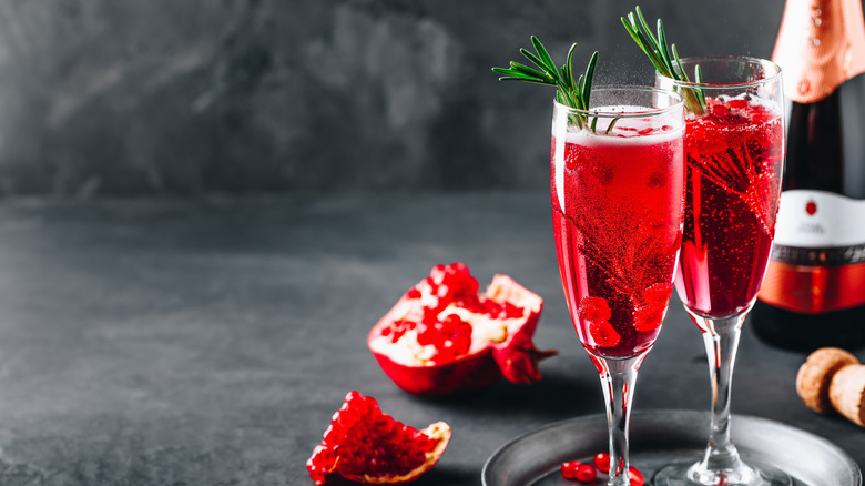Cranberry and pomegranate bellini
