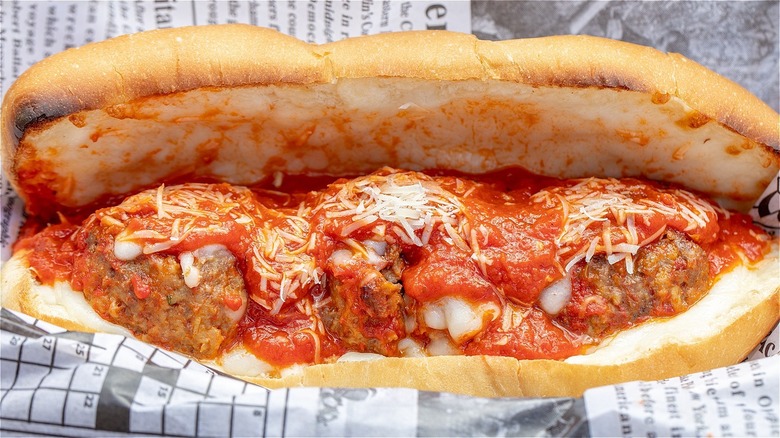 meatball hero sandwich with sauce