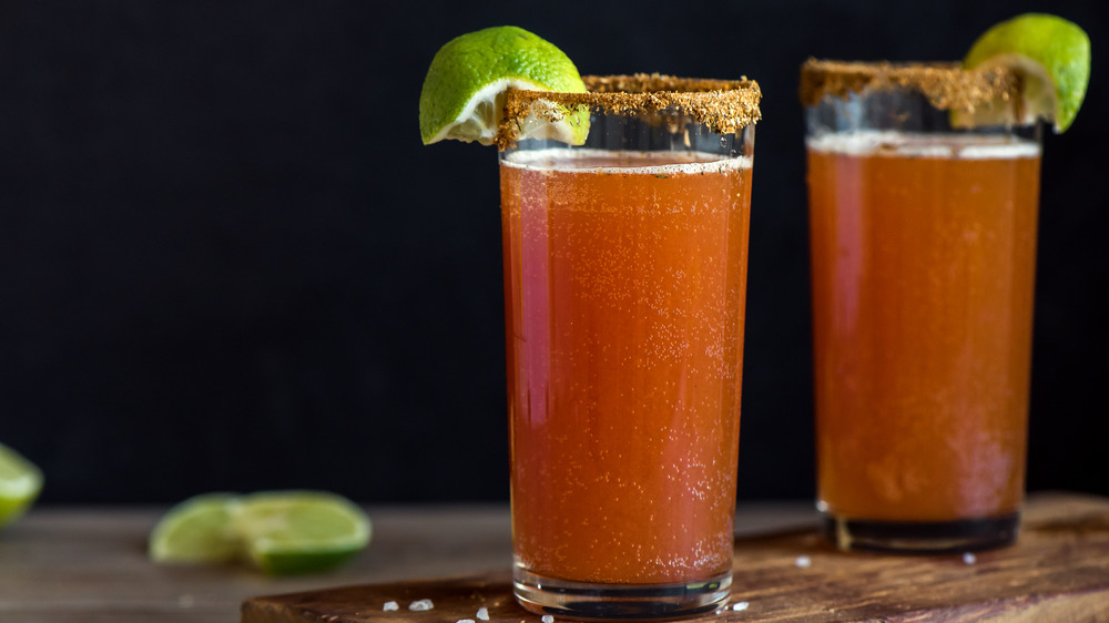 Two micheladas on table