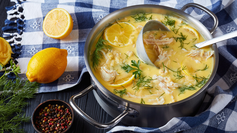 Greek avgolemono soup