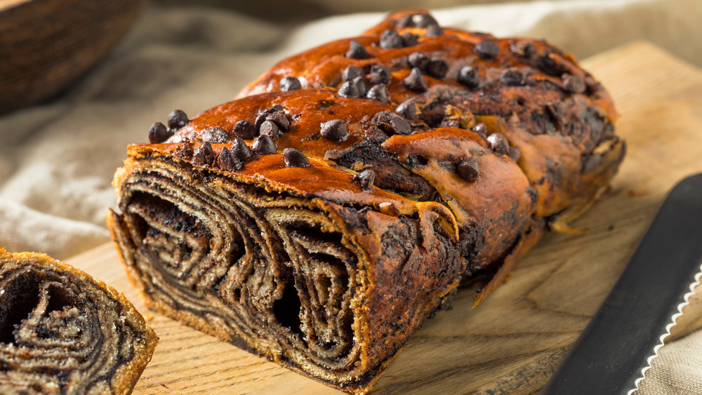 Sliced babka loaf