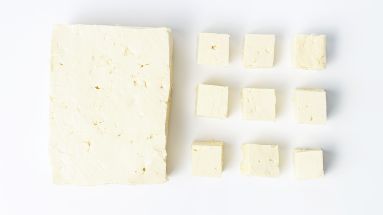 bean curd on white background