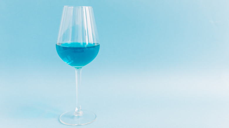 glass of blue wine