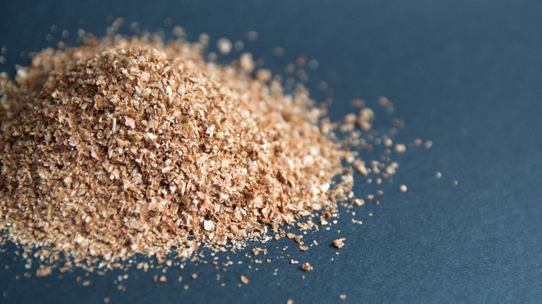 Wheat bran on a gray background