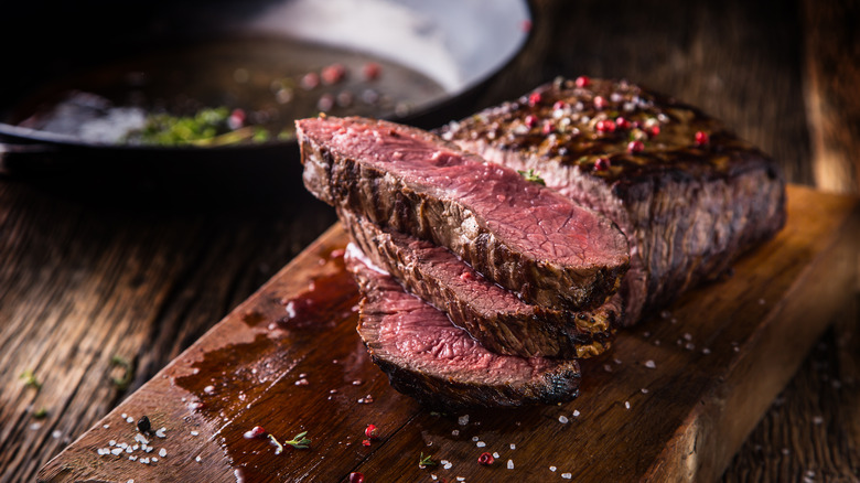 Sliced, grilled Delmonico steak