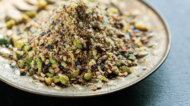 Dukkah served on a plate