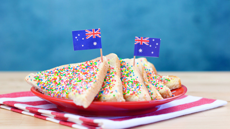 Fairy bread on a plate