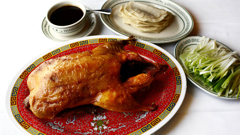 Peking duck on platter