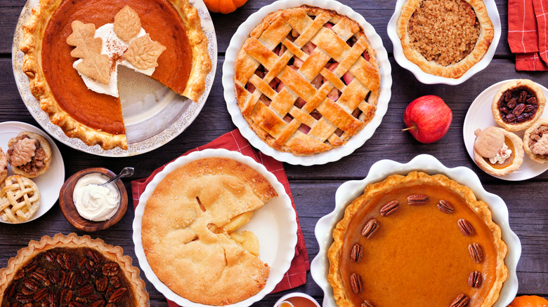 Various pies on a table
