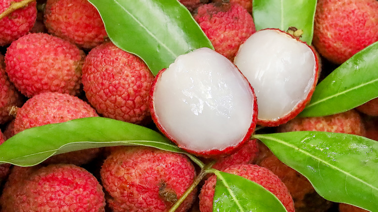 peeled and whole lychees