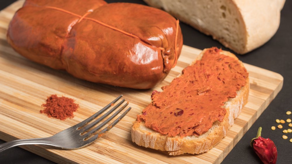 'nduja on a wooden serving board