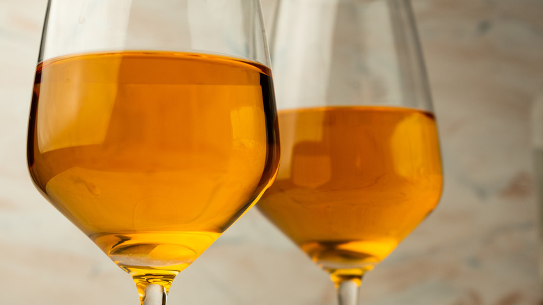 Glasses of orange wine