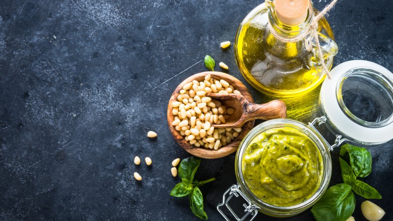 Pine nuts and other pesto ingredients