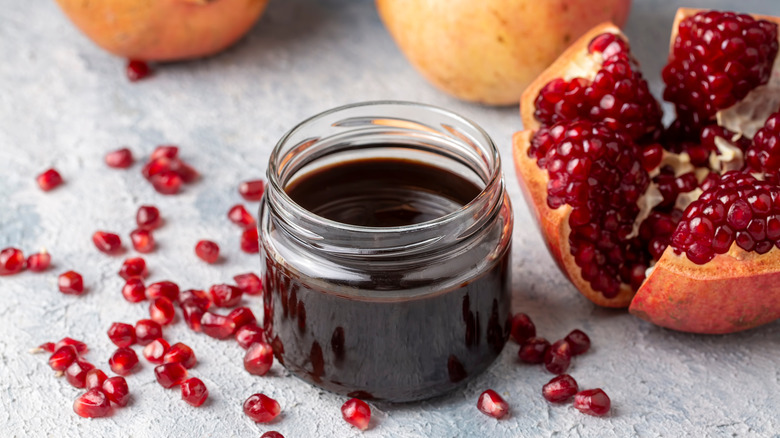 Jar of pomegranate molasses