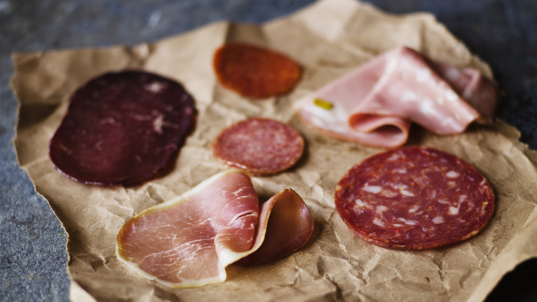 slices of various cured meats