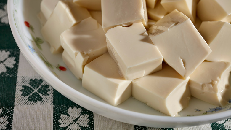 Cubes of silken tofu