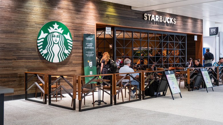 Customers at a Starbucks