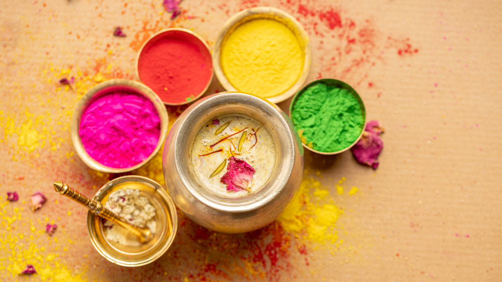 Thandai and various holi colors