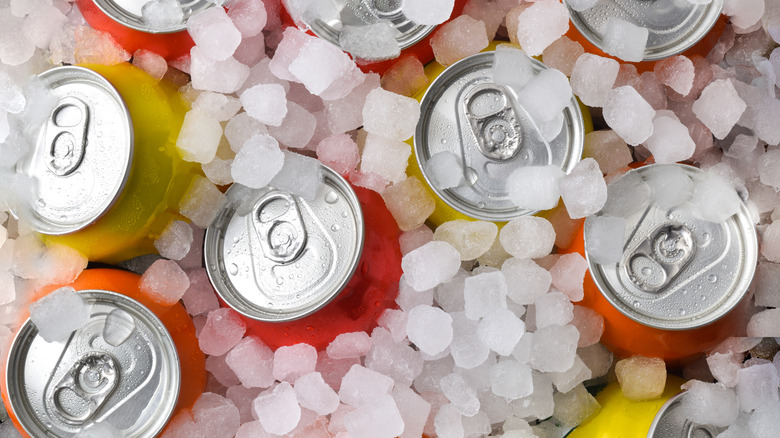 Soda cans in ice