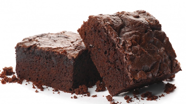 Brownies against a white background