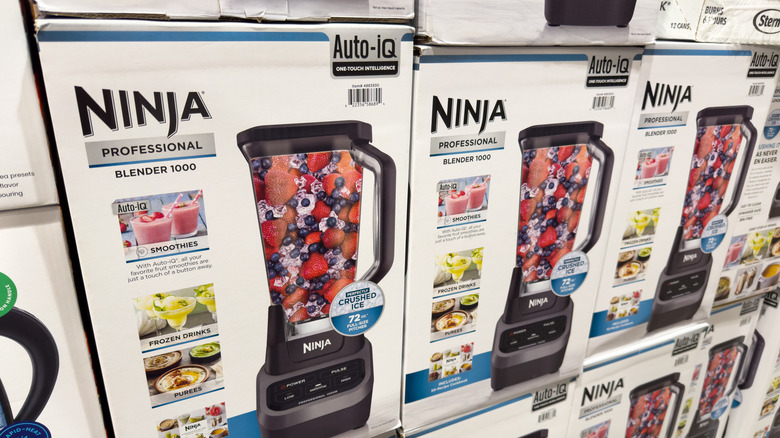 Boxes of Ninja blenders lined up.