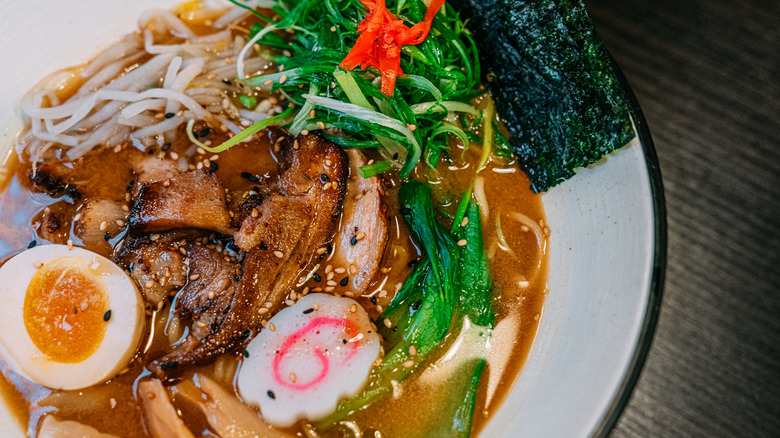 Tonkotsu ramen on plate