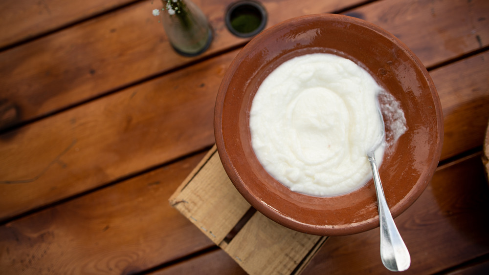 toum in a bowl with a spoon