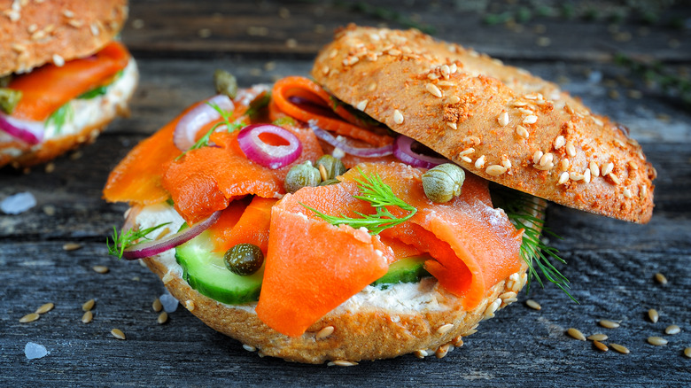 Carrot lox on a bagel