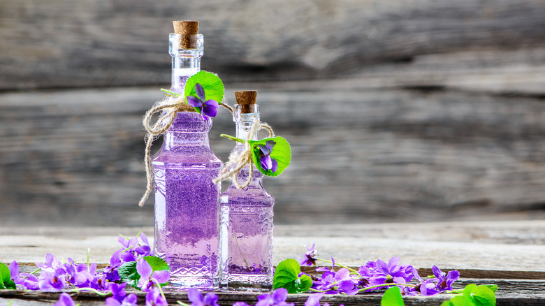 violet syrup in jars