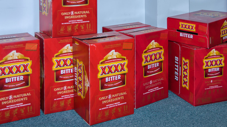 XXXX Bitter in red boxes