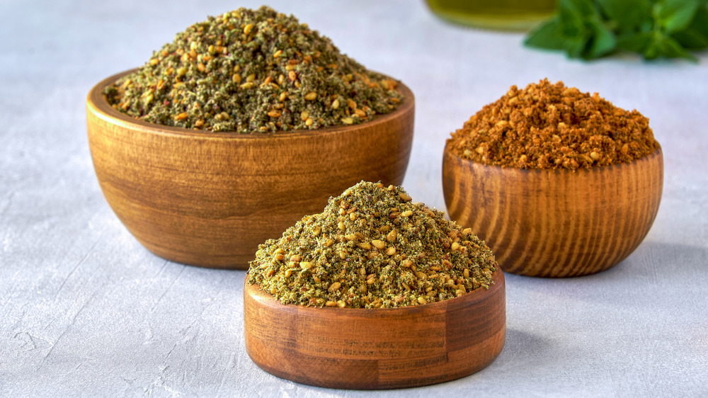 Za'atar spice blend pictured in a bowl