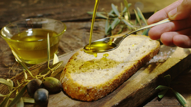 olive oil on bread