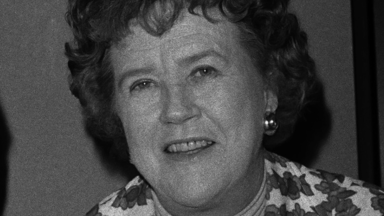 Black and white photo of Julia Child