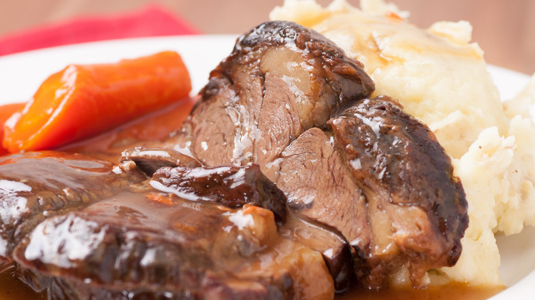 pot roast and mashed potatoes