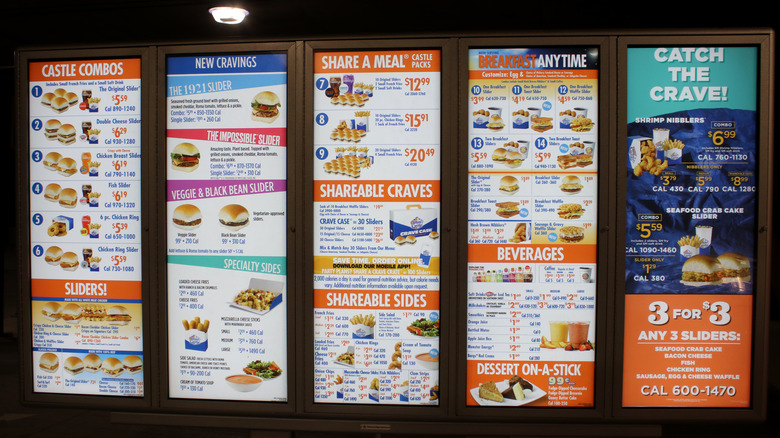 White Castle menu 