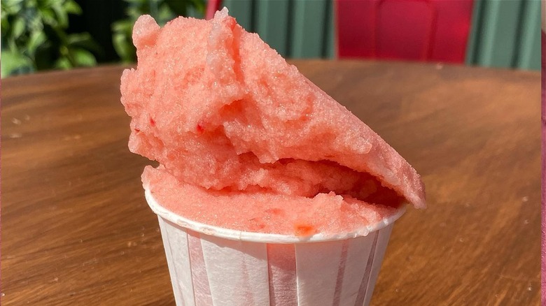 pink water ice in cup