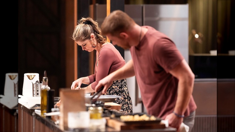 MasterChef's Jesse and Jessica cooking in MasterChef kitchen