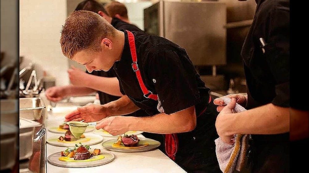 Josh Oakley making food